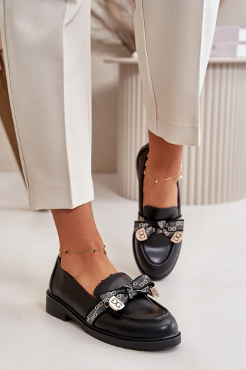 Damenmokassins mit Bändern S.Barski HY42-331 schwarze Farbe 2