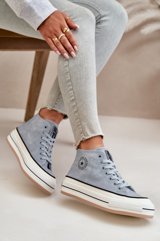 sich Zuarm laufen Freizeitschuhe mit einer Plattform Eko Haut Big Star OO274069 blaue Farbe