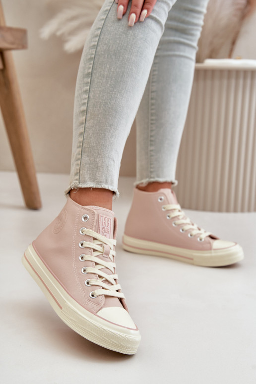 Freizeitschuhe sich Zuarm laufen aus Öko-Leder pinke Farbe Big Star OO274933 Freizeitschuhe sich Zuarm laufen aus Öko-Leder pinke Farbe Big Star OO274933