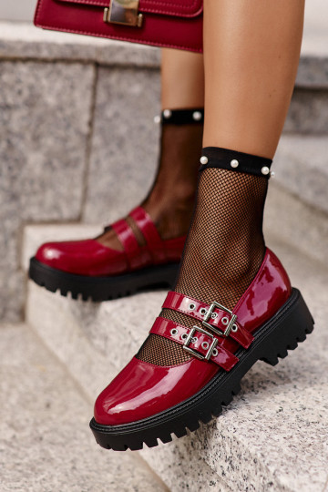 Schuhe Feminin mit Streifen mit Lackeffekt Burgund Terione