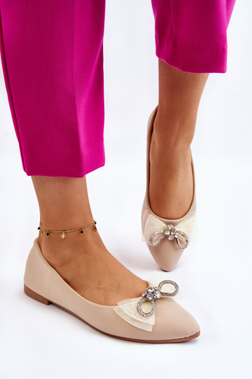 Ballerinas mit spitzen Nasen beige Leuchtend 2