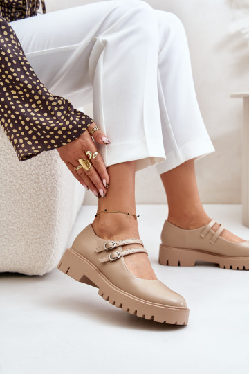 Feminin Schuhe mit Streifen Beige Rialuna