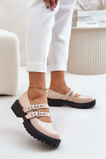 Schuhe Feminin mit Streifen mit Lackeffekt Beige Terione 2
