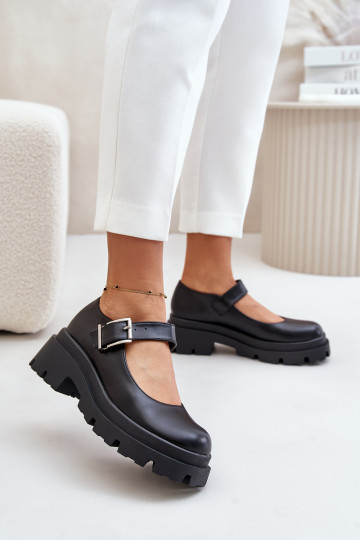 Schuhe Feminin mit Schnallen schZuarze Farbe Plikuria 2