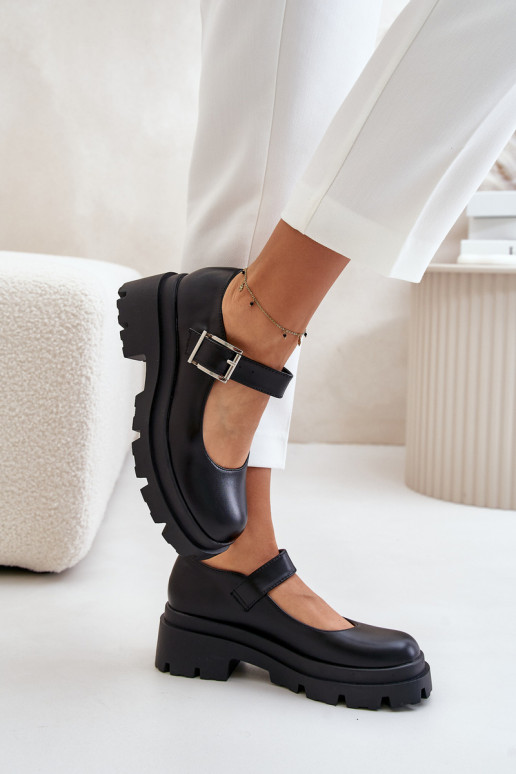 Schuhe Feminin mit Schnallen schZuarze Farbe Plikuria Schuhe Feminin mit Schnallen schZuarze Farbe Plikuria