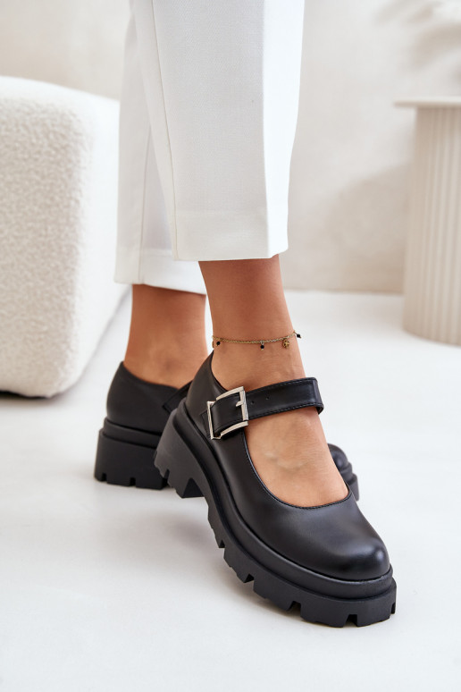 Schuhe Feminin mit Schnallen schZuarze Farbe Plikuria Schuhe Feminin mit Schnallen schZuarze Farbe Plikuria