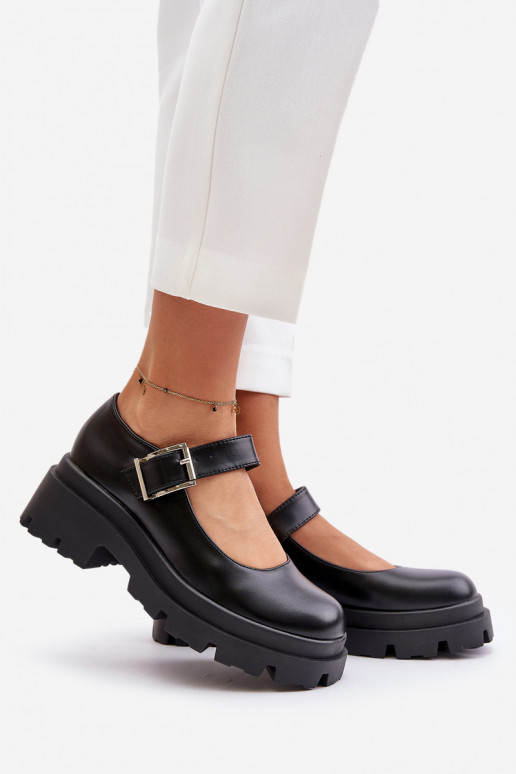 Schuhe Feminin mit Schnallen schZuarze Farbe Plikuria Schuhe Feminin mit Schnallen schZuarze Farbe Plikuria