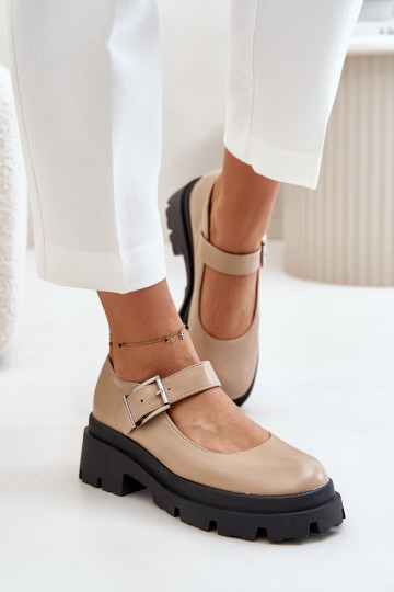 Schuhe Feminin mit Schnallen Beige Plikuria 2