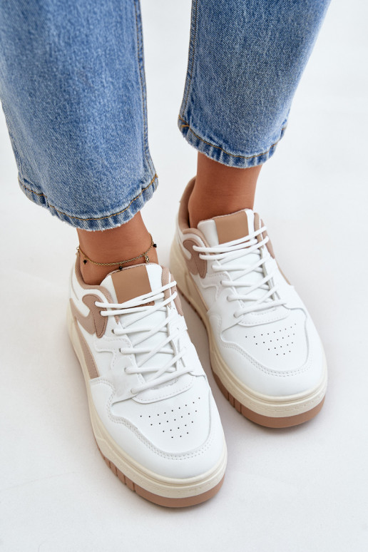 Feminin Sneakers Stilvollllschuhe aus Öko-Leder mit einer Plattform INeiß-Beige Henizore Feminin Sneakers Stilvollllschuhe aus Öko-Leder mit einer Plattform INeiß-Beige Henizore
