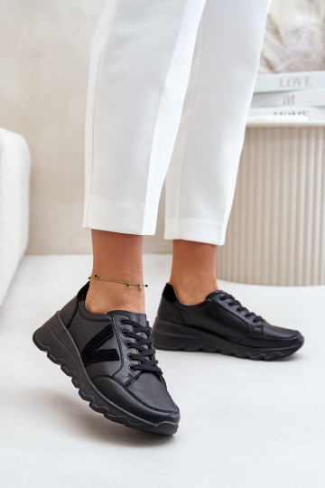 Ledersportschuhe Damen Vinceza 7918 schwarz 2