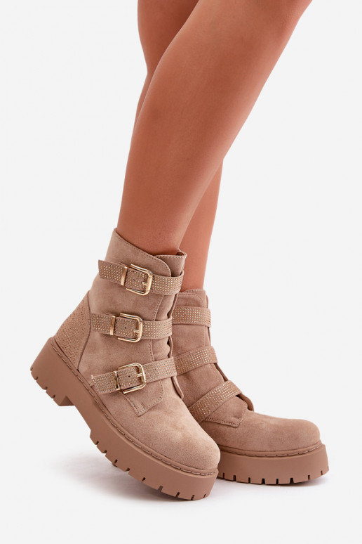 sich Zuarm laufen Damenstiefel mit Schnallen Beige Tiaeliana sich Zuarm laufen Damenstiefel mit Schnallen Beige Tiaeliana