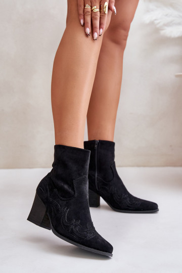 Stiefel im CoZuboy-Stil mit Absätzen aus Öko-INildlederoZue schZuarze Farbe Arabelline 2