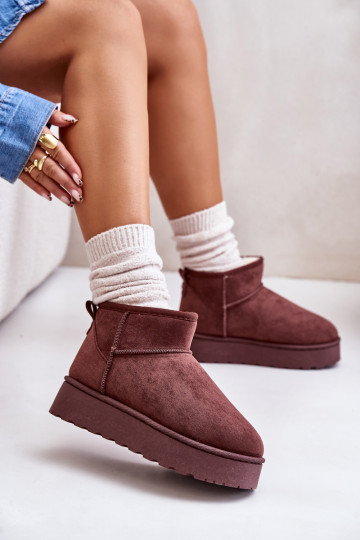 Schneestiefel Feminin mit einer Plattform sich Zuarm laufen mit Fell innen dunkelbraun Xamella