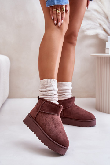 Schneestiefel Feminin mit einer Plattform sich Zuarm laufen mit Fell innen dunkelbraun Xamella 2
