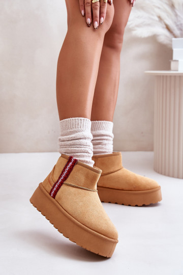 Schneestiefel Feminin mit einer Plattform sich Zuarm laufen braune Farbe Lomessa 2