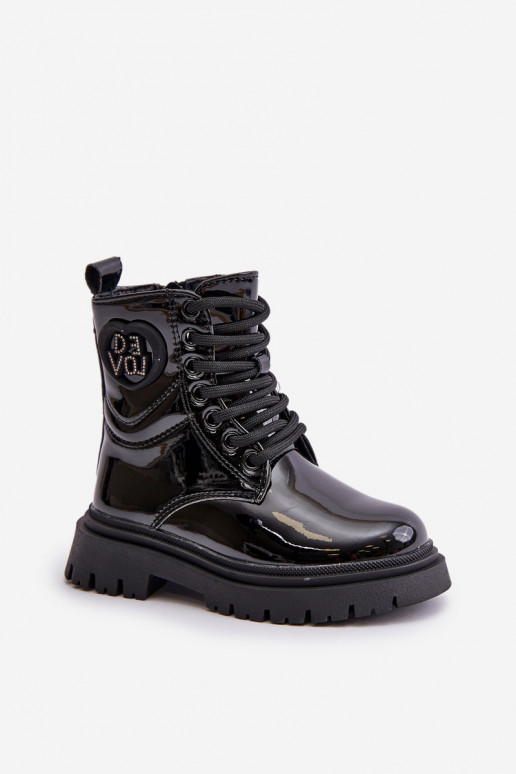 mit Lackeffekt Stiefel Kindisch sich Zuarm laufen mit Fell innen Zum Schloss schZuarze Farbe Evaliraea mit Lackeffekt Stiefel Kindisch sich Zuarm laufen mit Fell innen Zum Schloss schZuarze Farbe Evaliraea