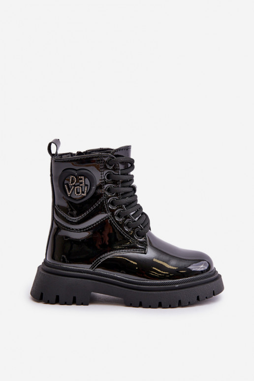 mit Lackeffekt Stiefel Kindisch sich Zuarm laufen mit Fell innen Zum Schloss schZuarze Farbe Evaliraea mit Lackeffekt Stiefel Kindisch sich Zuarm laufen mit Fell innen Zum Schloss schZuarze Farbe Evaliraea