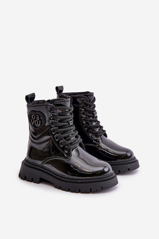 mit Lackeffekt Stiefel Kindisch sich Zuarm laufen mit Fell innen Zum Schloss schZuarze Farbe Evaliraea mit Lackeffekt Stiefel Kindisch sich Zuarm laufen mit Fell innen Zum Schloss schZuarze Farbe Evaliraea