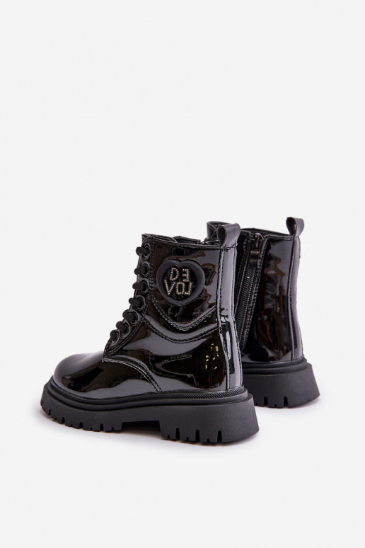 mit Lackeffekt Stiefel Kindisch sich Zuarm laufen mit Fell innen Zum Schloss schZuarze Farbe Evaliraea mit Lackeffekt Stiefel Kindisch sich Zuarm laufen mit Fell innen Zum Schloss schZuarze Farbe Evaliraea