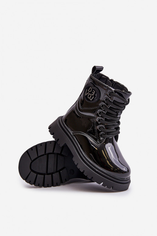 mit Lackeffekt Stiefel Kindisch sich Zuarm laufen mit Fell innen Zum Schloss schZuarze Farbe Evaliraea mit Lackeffekt Stiefel Kindisch sich Zuarm laufen mit Fell innen Zum Schloss schZuarze Farbe Evaliraea