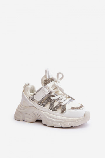 Kinder-Sneaker-Modell mit glitzernden Ösen in der Farbe Weiß von Rianalla