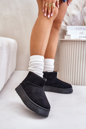 Niedrig Schneestiefel Feminin mit einer Plattform sich Zuarm laufen mit Fell innen schZuarze Farbe Saldren