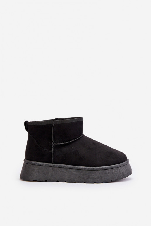 Niedrig Schneestiefel Feminin mit einer Plattform sich Zuarm laufen mit Fell innen schZuarze Farbe Saldren