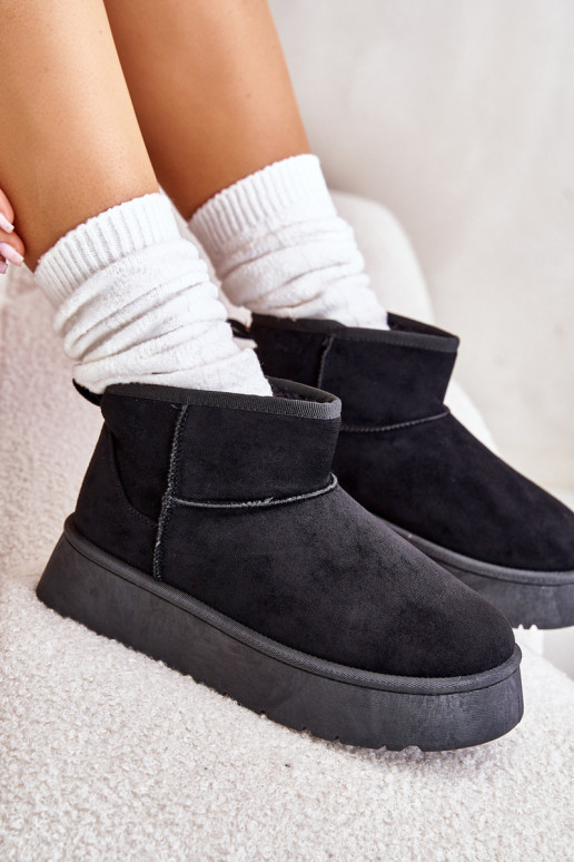 Niedrig Schneestiefel Feminin mit einer Plattform sich Zuarm laufen mit Fell innen schZuarze Farbe Saldren