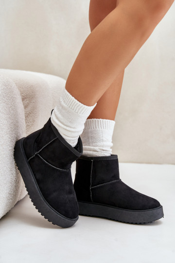 Feminin Schneestiefel mit einer Plattform Z aus Öko-INildlederu schZuarze Farbe Atteria