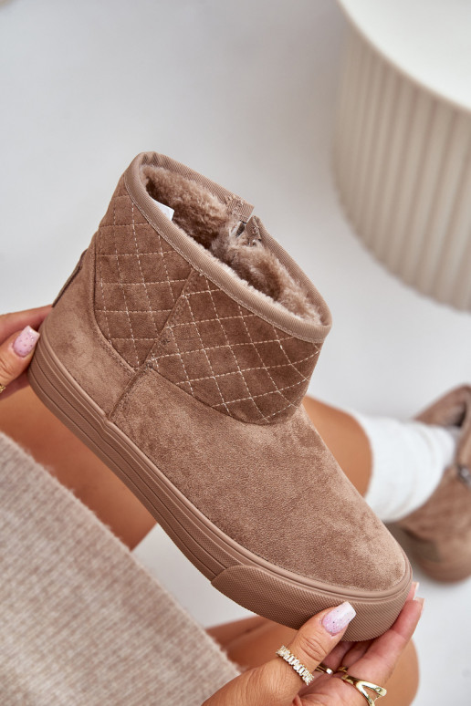 Stiefel Schneestiefel Zum Schloss sich Zuarm laufen mit Fell innen Big Star OO274A524 Beige