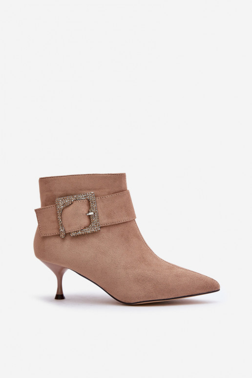 Damenstiefel mit dünnen Absätzen dekorieren mit Schnallen Beige Nirilis Damenstiefel mit dünnen Absätzen dekorieren mit Schnallen Beige Nirilis