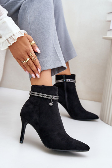 sich Zuarm laufen Stiefel mit dünnen Absätzen mit verzierten Absätzen aus Öko-INildlederoZue Vinceza 16469 schZuarze Farbe