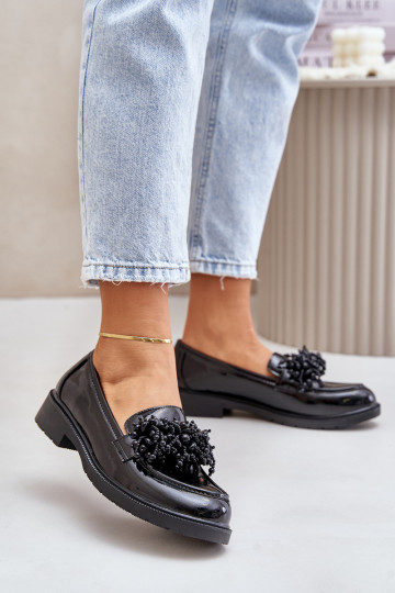 Feminin Mokassins mit Lackeffekt S.Barski HY369A schZuarze Farbe 2