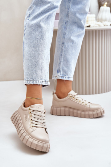 sich Zuarm laufen Sneakers Stilvollllschuhe Feminin Big Star MM274618 Beige 2