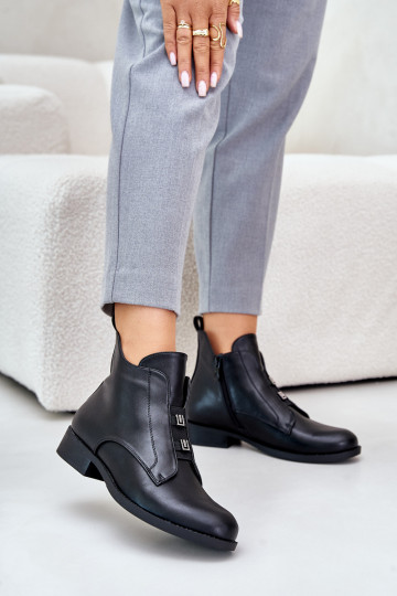 sich Zuarm laufen Damenstiefel mit breiten Absätzen aus Öko-Leder S.Barski HY42-716 schZuarze Farbe 2