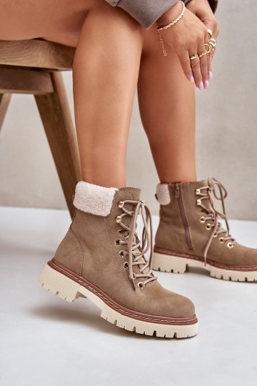 sich Zuarm laufen Schuhe Damenstiefel Zum Schloss Khaki-Farbe Ferelia