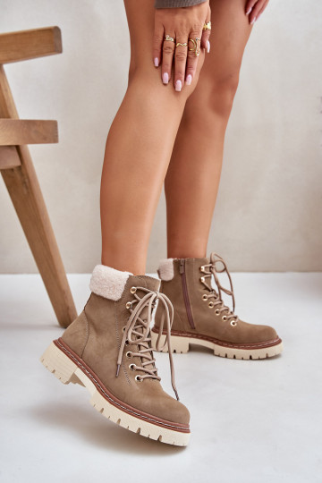 sich Zuarm laufen Schuhe Damenstiefel Zum Schloss Khaki-Farbe Ferelia 2