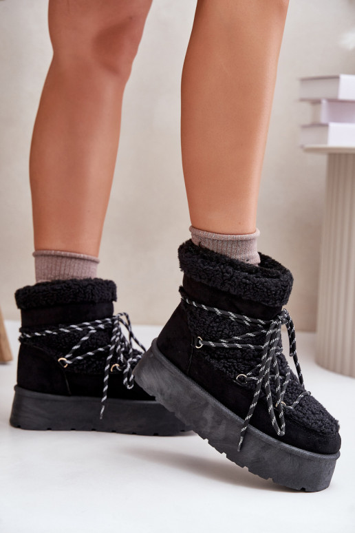 Schneestiefel mit Plateau und stylischen Details schZuarze Farbe Izathiel Schneestiefel mit Plateau und stylischen Details schZuarze Farbe Izathiel