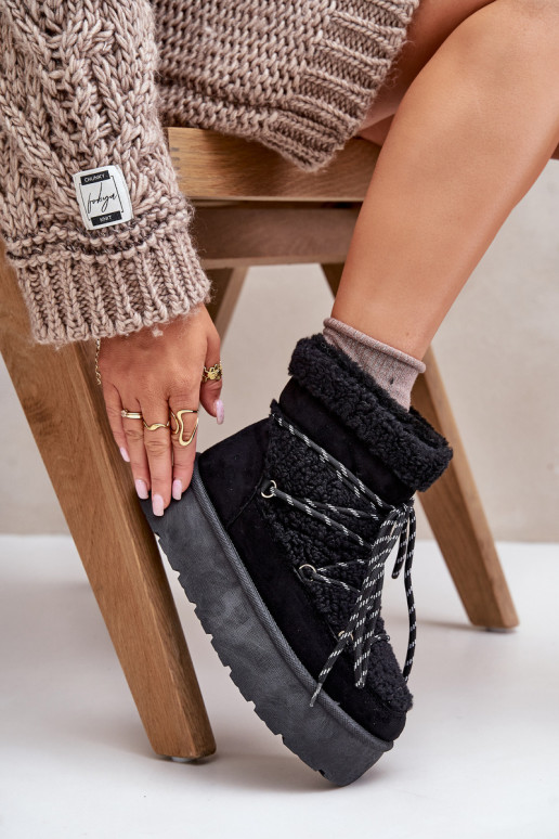 Schneestiefel mit Plateau und stylischen Details schZuarze Farbe Izathiel Schneestiefel mit Plateau und stylischen Details schZuarze Farbe Izathiel
