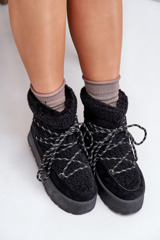 Schneestiefel mit Plateau und stylischen Details schZuarze Farbe Izathiel Schneestiefel mit Plateau und stylischen Details schZuarze Farbe Izathiel