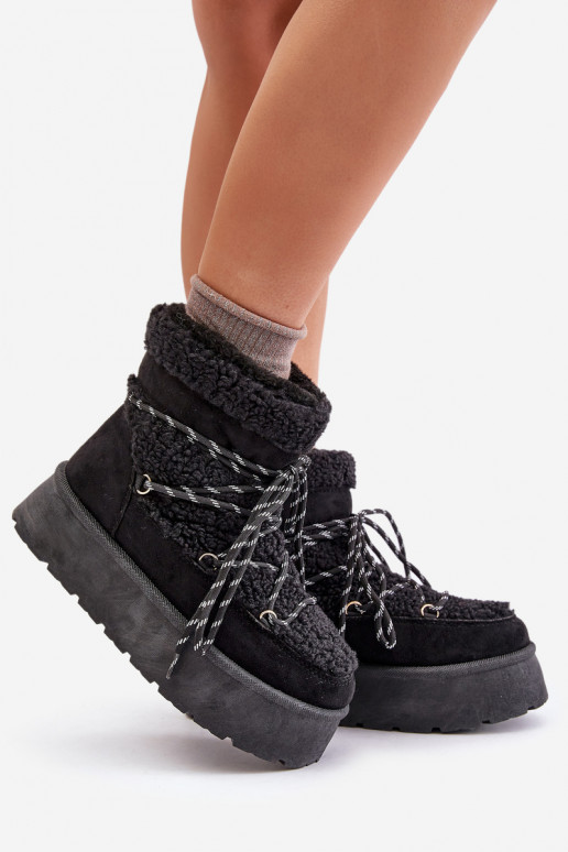 Schneestiefel mit Plateau und stylischen Details schZuarze Farbe Izathiel Schneestiefel mit Plateau und stylischen Details schZuarze Farbe Izathiel