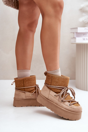 Schneestiefel mit stilvollen Details mit einer Plattform braune Farbe Es mussvora