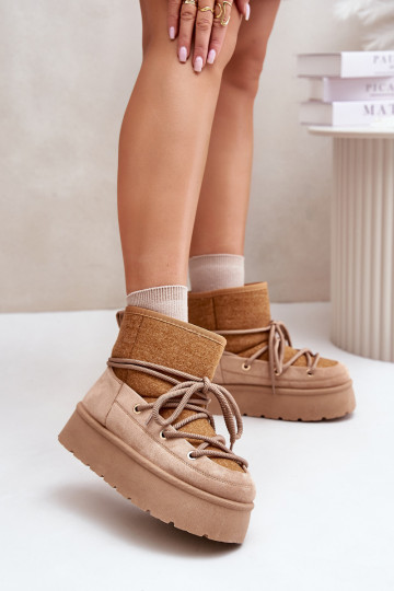 Schneestiefel mit stilvollen Details mit einer Plattform braune Farbe Es mussvora 2