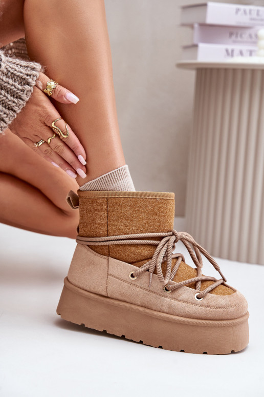 Schneestiefel mit stilvollen Details mit einer Plattform braune Farbe Es mussvora Schneestiefel mit stilvollen Details mit einer Plattform braune Farbe Es mussvora