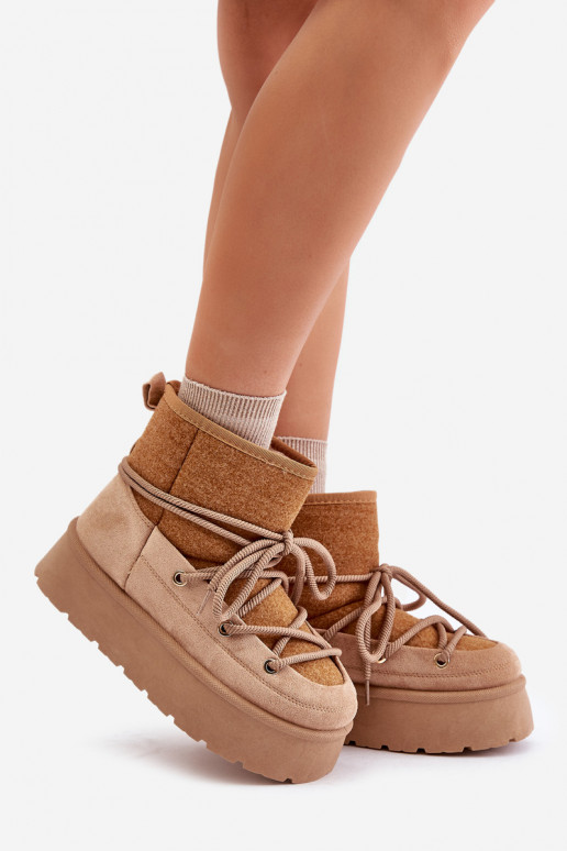 Schneestiefel mit stilvollen Details mit einer Plattform braune Farbe Es mussvora Schneestiefel mit stilvollen Details mit einer Plattform braune Farbe Es mussvora