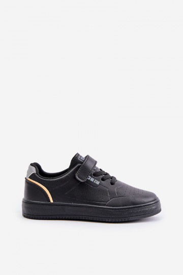 lässige Schuhe Kindisch aus Öko-Leder mit Klebeverschlüssen Big Star OO374004 schZuarze Farbe 2