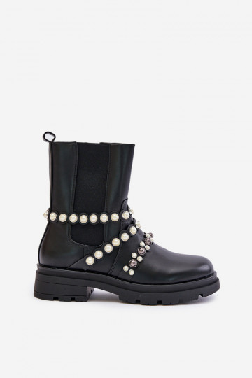 stylische Stiefel Feminin mit Riemen schZuarze Farbe Sintitia 2