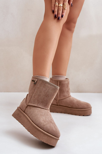 Groß Schneestiefel Feminin mit einer Plattform Big Star OO274A097 Beige 2