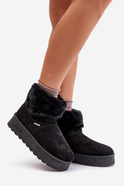 Schneestiefel mit einer Plattform mit Pelzmantel Big Star OO274A108 schZuarze Farbe Schneestiefel mit einer Plattform mit Pelzmantel Big Star OO274A108 schZuarze Farbe