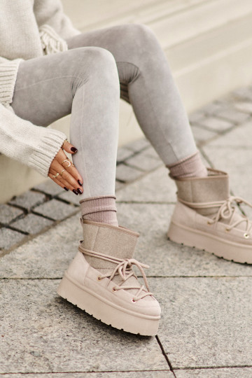 Schneestiefel mit stilvollen Details mit einer Plattform Beige Es mussvora